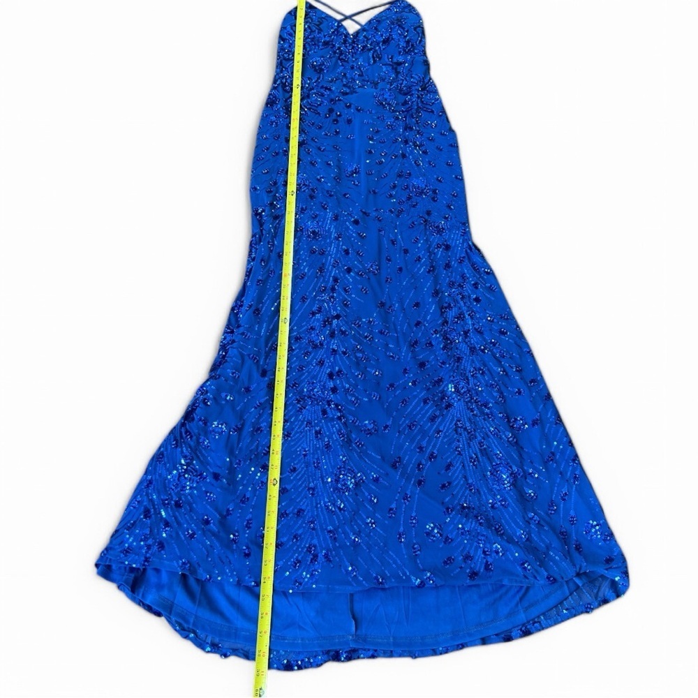 Lulu's Cobalt Blue Sequin Photo Finish High-Low Maxi Dress Gown Size X-Large New - Picture 14 of 15